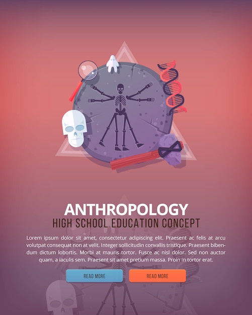 Education and science concept illustrations. Anthropology . Science of life and origin of species.    banner.