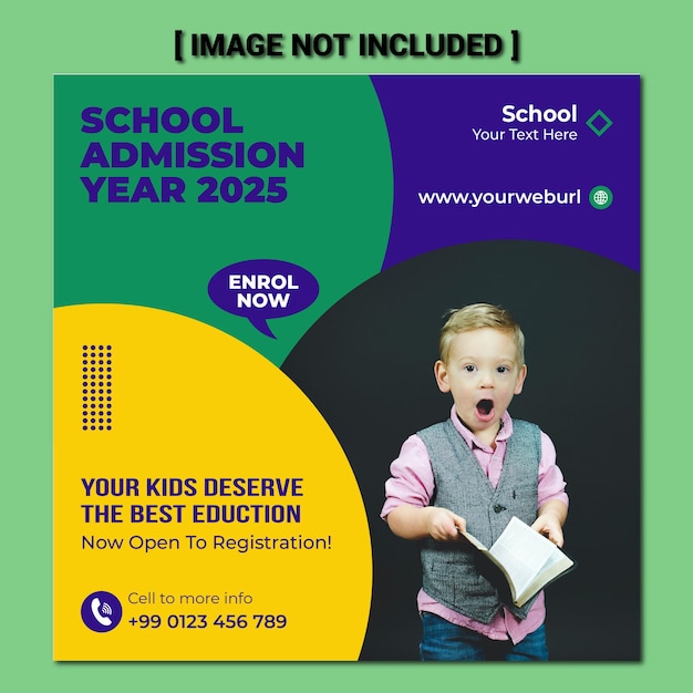 Education services provide or School admission social media post or web banner template