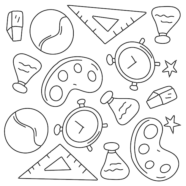 education set line doodle style vector bundle