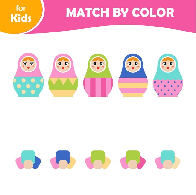 Educational children's game Pick colors for dolls toy for children