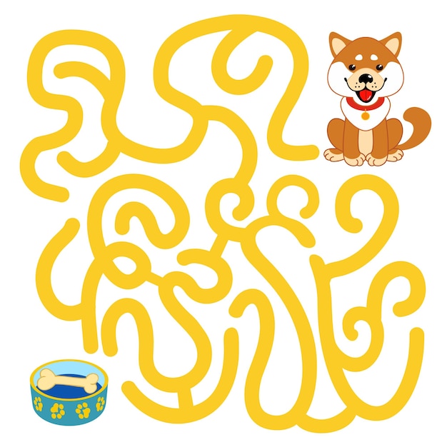 Educational game for children maze Funny little puppy Cartoon vector illustration