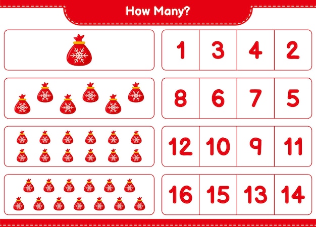 Educational game counting Santa Claus Bag