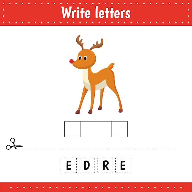 Educational game for kids Crossword Deer Animal