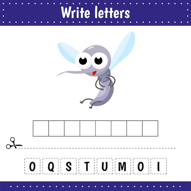 Educational game for kids Crossword Mosquito Guess the word Education developing worksheet Learning game for kids