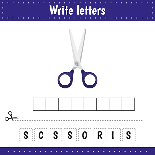 Educational game for kids Crossword Scissors Guess the word Learning game for kids Activity page