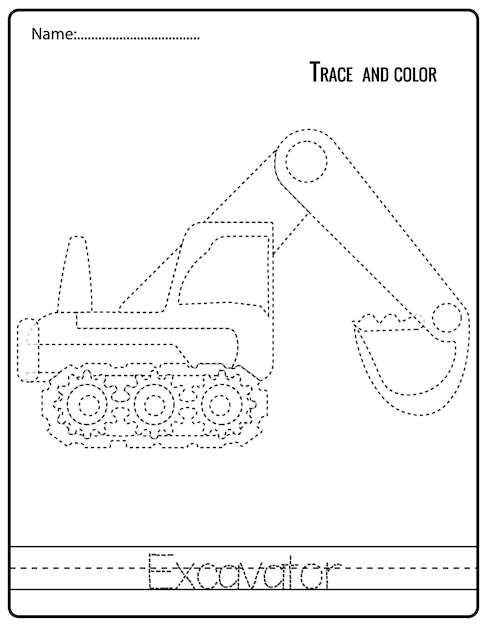 Educational game for kids Tracing Activity game for children Cartoon construction equipment