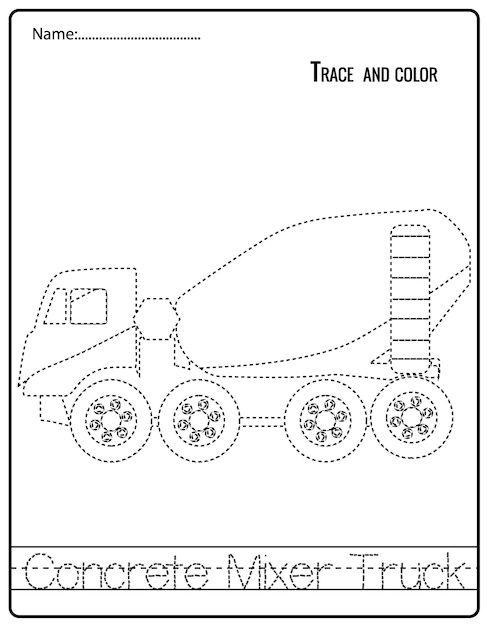 Educational game for kids Tracing Activity game for children Cartoon construction equipment