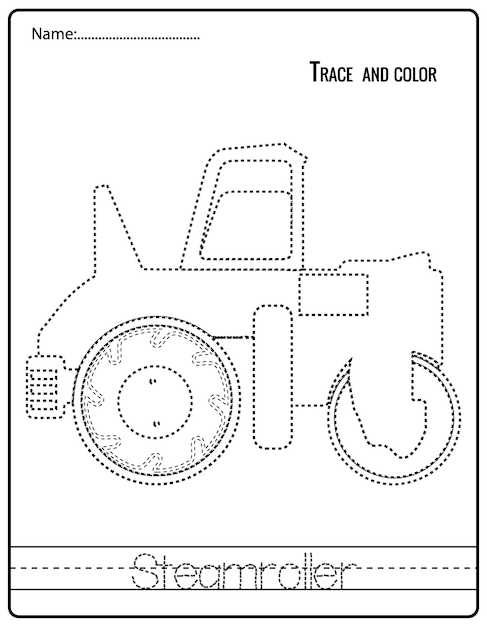 Educational game for kids Tracing Activity game for children Cartoon construction equipment