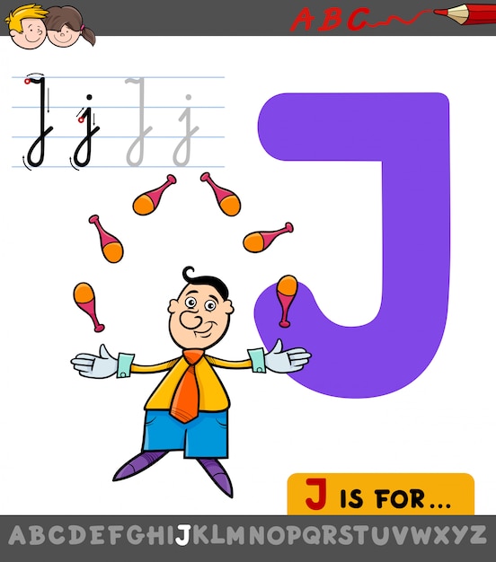 Educational Illustration of Letter J with Juggler