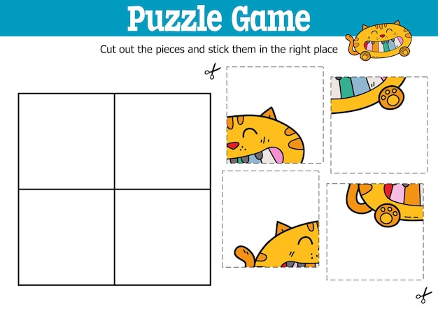 educational kids puzzle game to cut and stick pieces with doodle piano