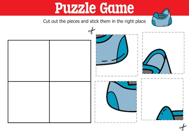 educational kids puzzle game to cut and stick pieces with doodle potty