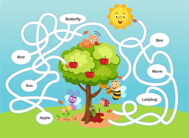 Educational maze game for children illustration