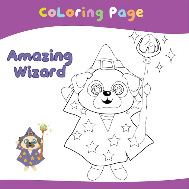 Educational printable coloring worksheet. Cute Halloween illustration. Vector file.