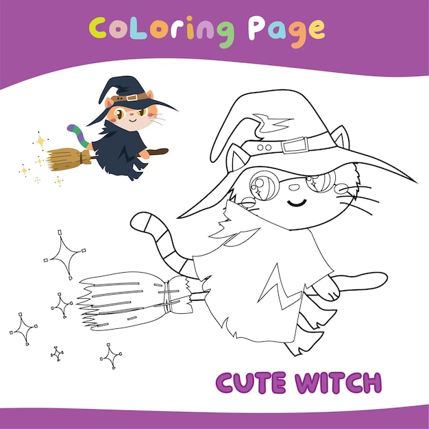 Educational printable coloring worksheet. Cute Halloween illustration. Vector file