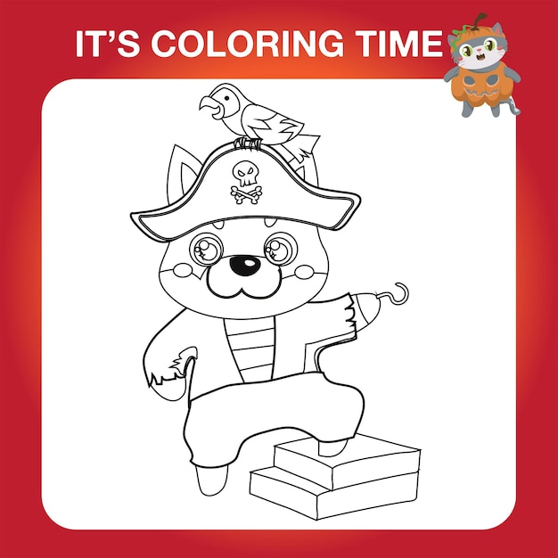 Educational printable coloring worksheet. Cute Halloween illustration. Vector file.