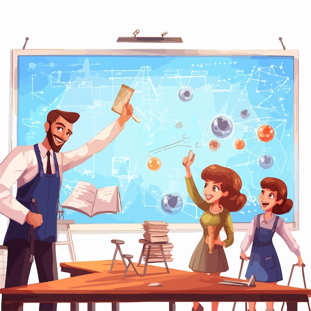 Vector educational science class whiteboard illustration