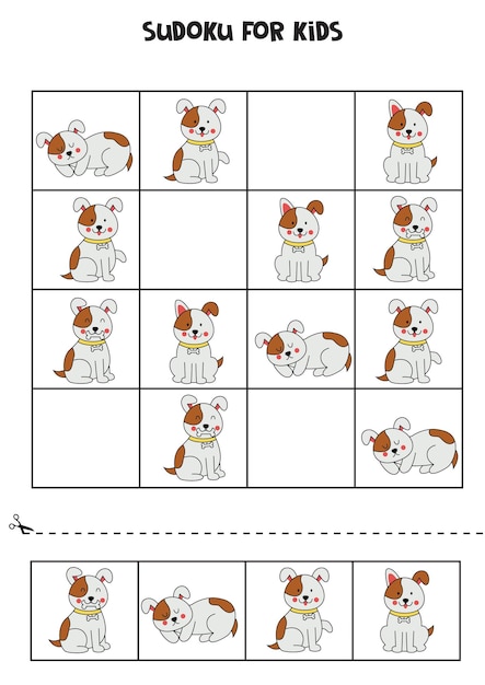 Educational sudoku game with cute brown dogs