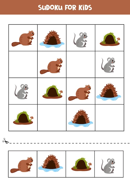 Educational sudoku game with cute woodland animals