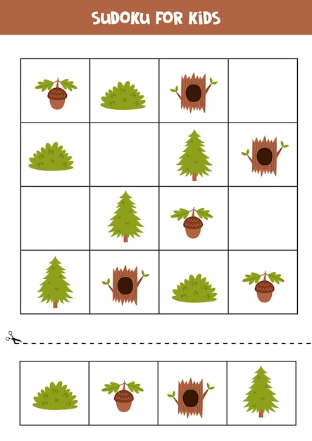 Educational sudoku game with cute woodland flora