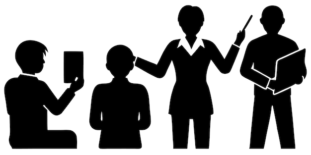 Vector educational teacher silhouettes vector graphics and artwork