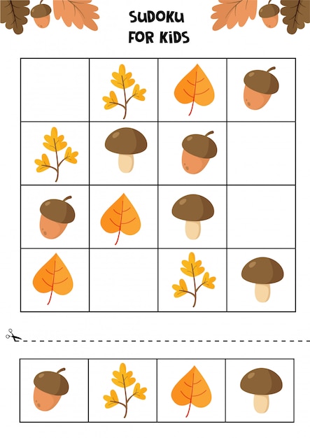 Educational worksheet for preschool kids. Autumn objects.