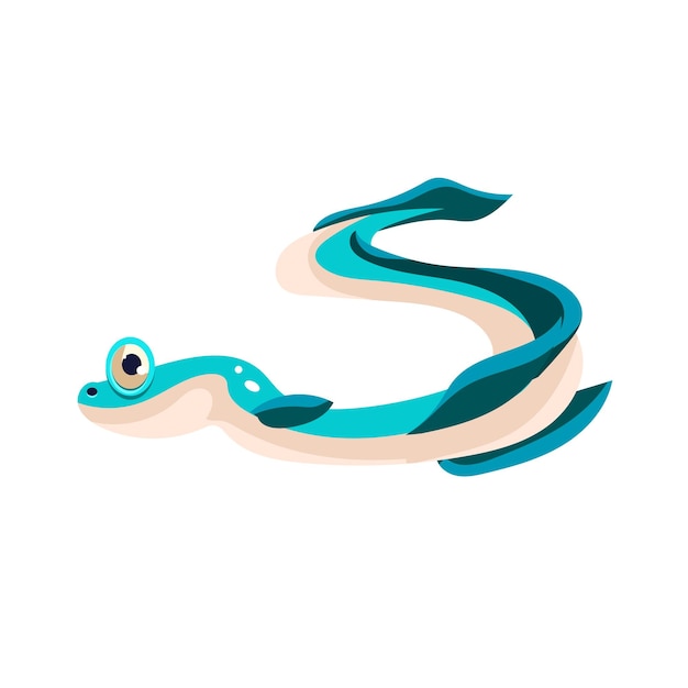 Eel. Cute Vector Illustration Collection of sea life