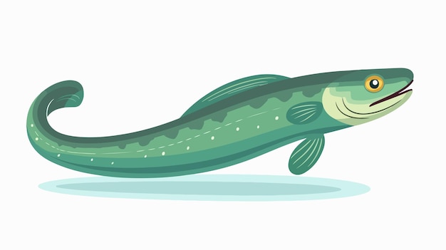 Eel Fish Isolated Flat Vector Illustration on White Background