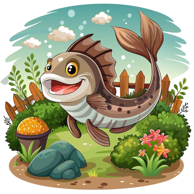 Eelpout fish tender smiles garden vector