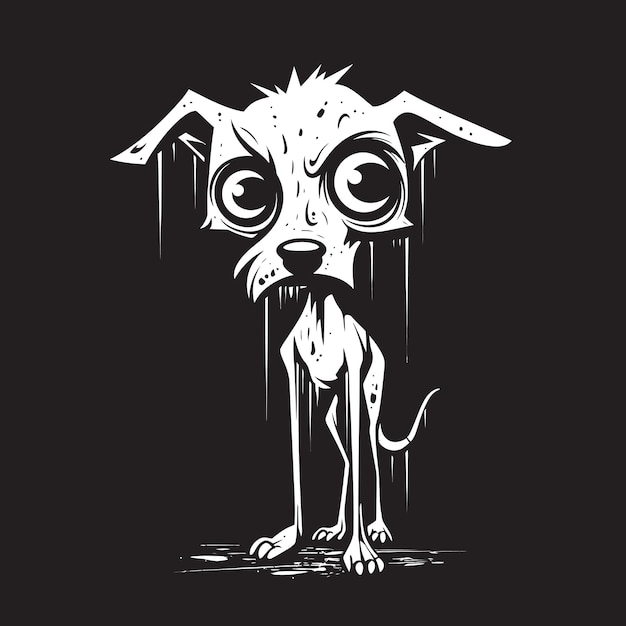 Vector eerie mutated canine eerie black emblem macabre zombie creature sinister black logo design