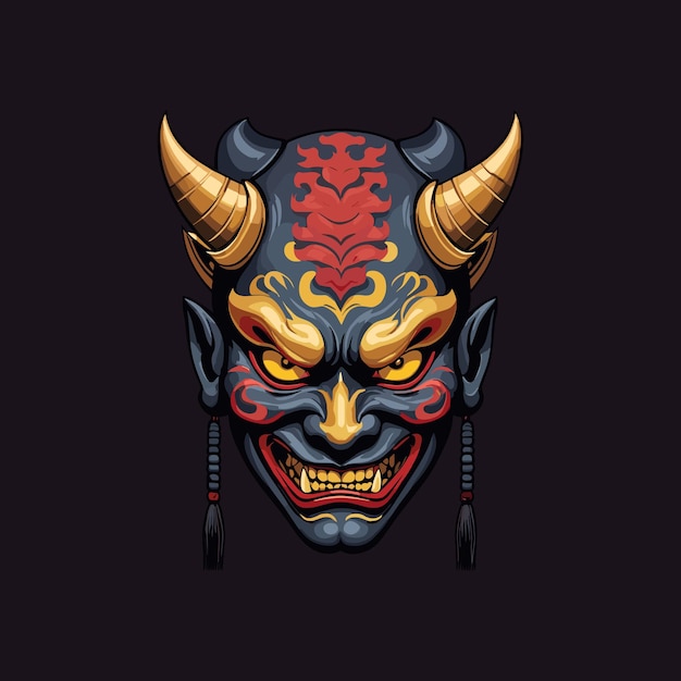 Eerie Samurai Hannya Mask Vector Design