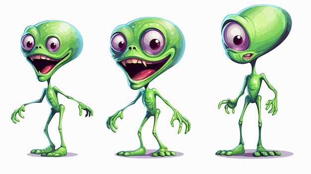 Vector eerie shrieking alien cartoon vector illustration