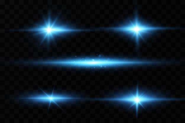 The effect of bright glow of blue stars Glittering particles