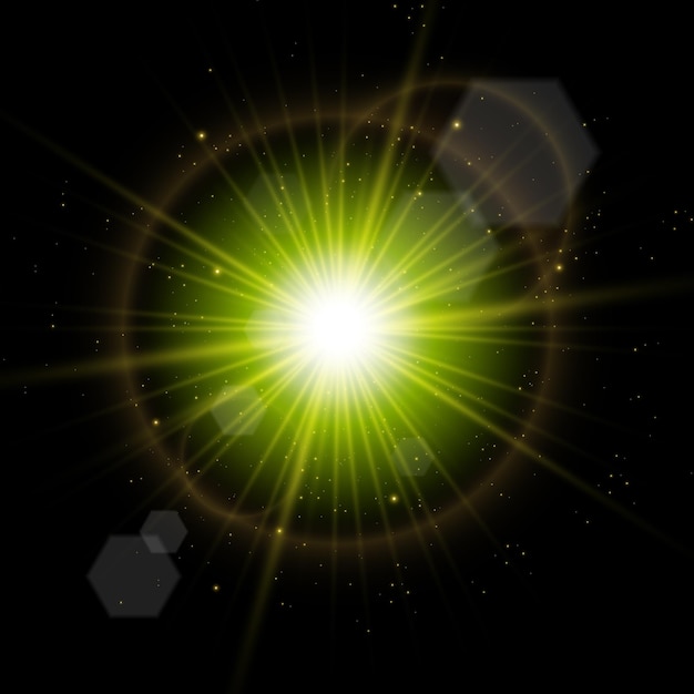 The effect of a bright transparent glow The star burst into sparkles