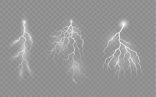 The effect of lightning and lighting set of zippers thunderstorm and lightning light and shine