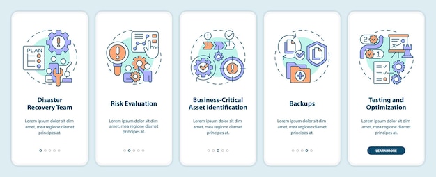 Effective disaster recovery plan onboarding mobile app screen