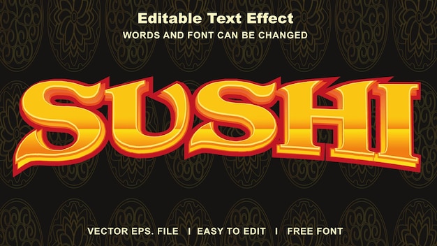 Effet de style de texte sushi Vecteur Premium