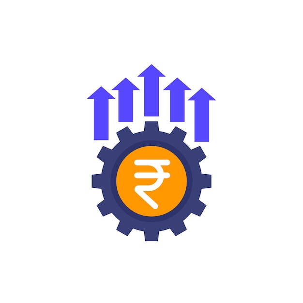 Efficiency growth icon with a rupee vector