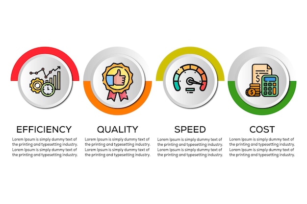 efficiency quality speed cost icon infographic design