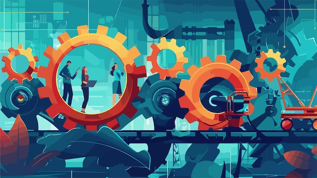 Vector efficient vector illustration of gears for enterprise system