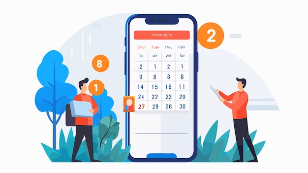 Vector effortless credit payment with calendar on phone screen