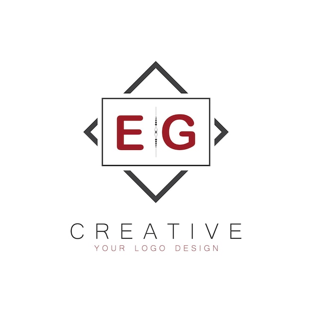 Vector eg initial monogram logo with creative square style design