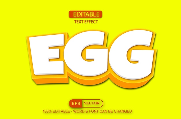 Egg 3d Editable Text Effect Vector Template With Cute Background