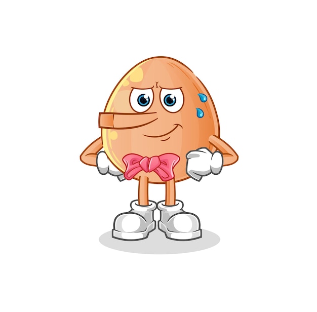 Egg lie like Pinocchio character cartoon mascot vector