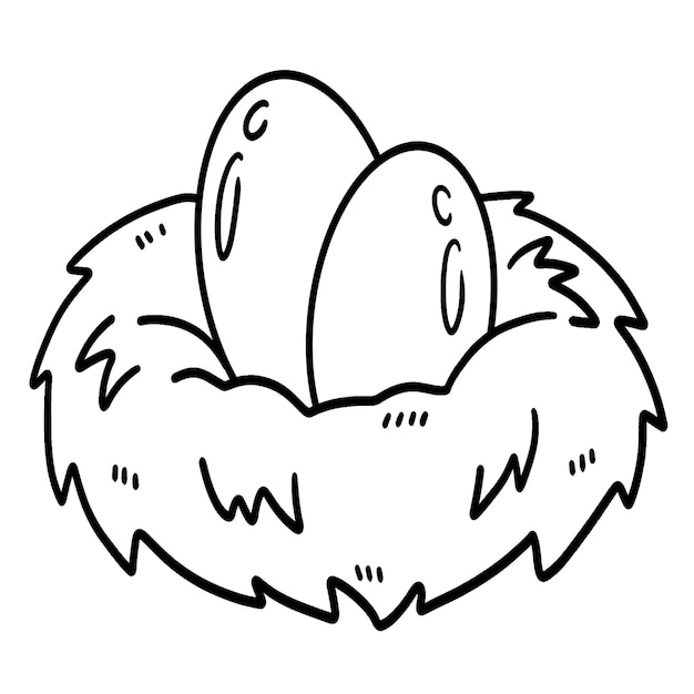 Egg in a Nest Isolated Coloring Page for Kids