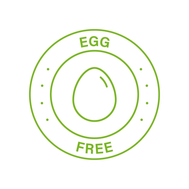 Egg Range Free Green Circle Stamp No Chicken Organic Eggs Line Icon No Egg Allergic Product Vegan