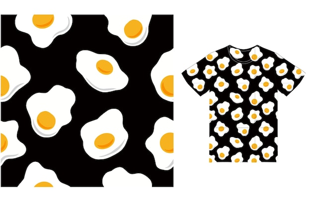 Egg seamless  illustration with tshirt design premium vector