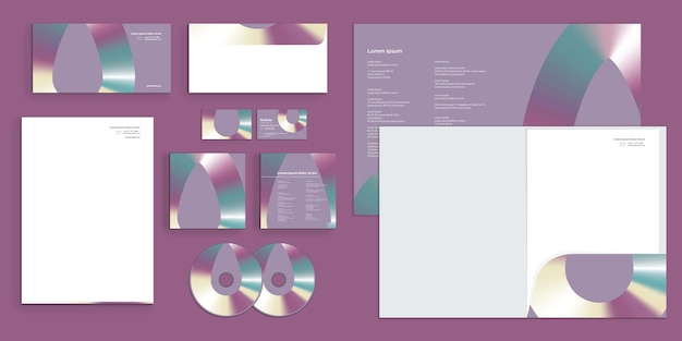 Egg Shape Holographic Gradient Colors Corporate Business Identity Stationery