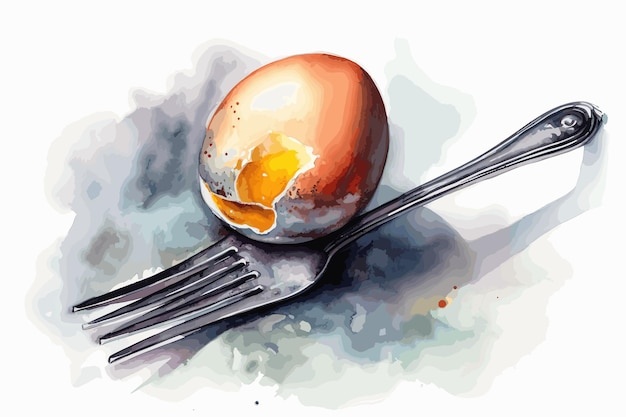 Egg smiling happy smile cracked egg watercolor illustration on white background design food