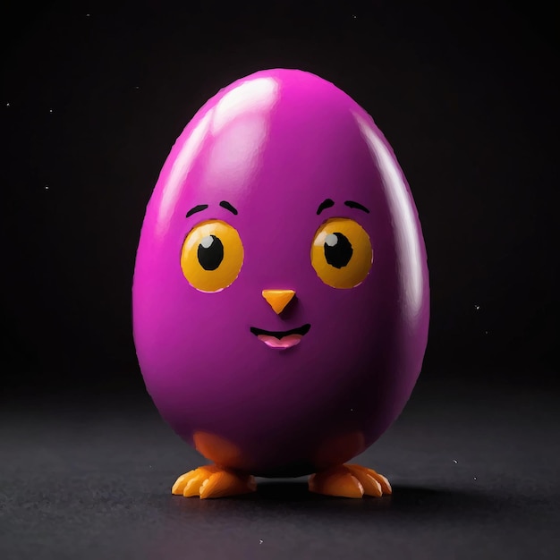 Vector egg with a yellow beak and purple paint on it