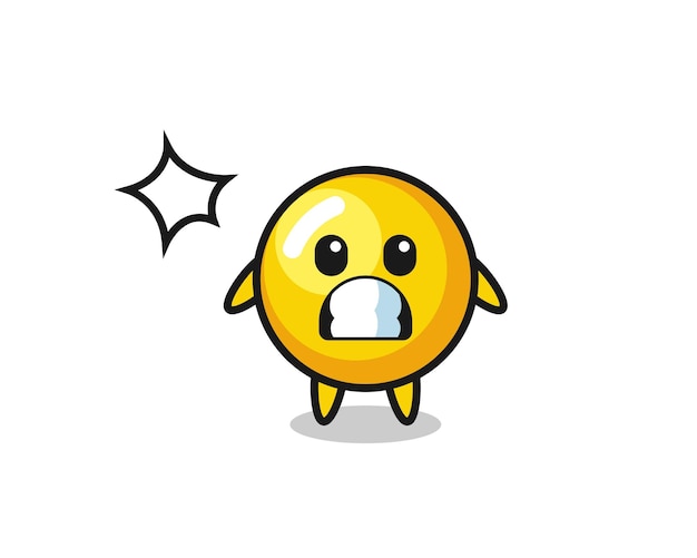 Egg yolk character cartoon with shocked gesture